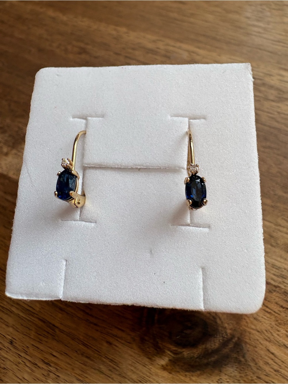14k Gold Sapphire and Diamond  Earrings